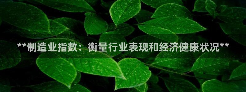 彩神是正规平台吗：**制造业指数：衡量行业表现和经济健康状况